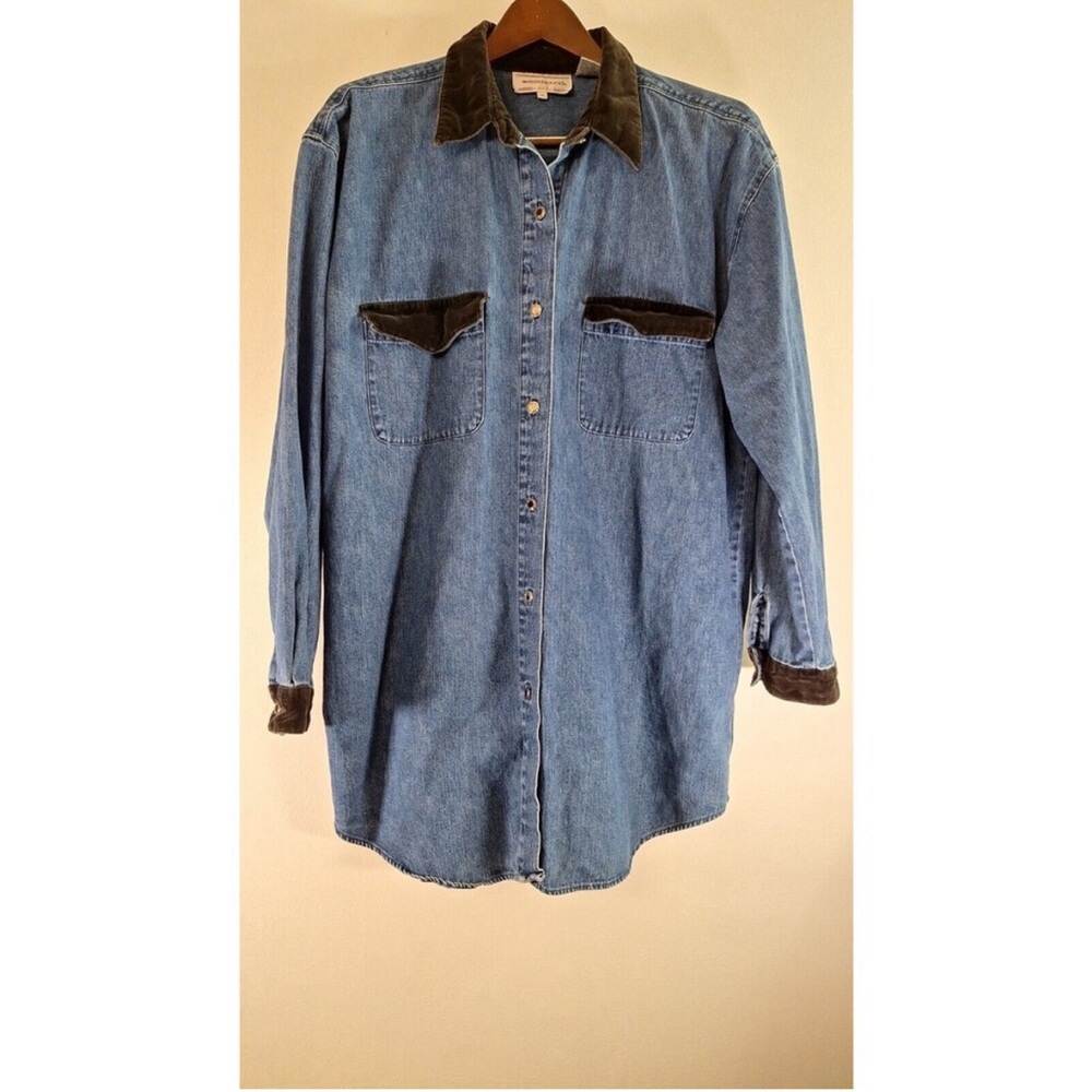 denim shirt dress velvet collar and cuffs